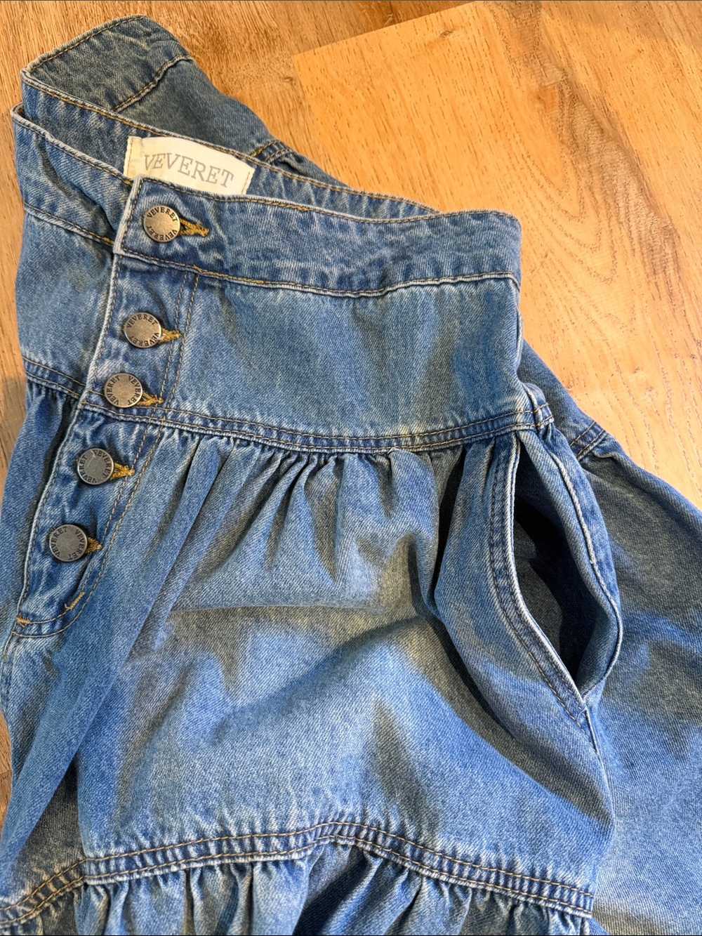 Veveret Tiered Twirl Denim Maxi Skirt - Picture 4 of 5